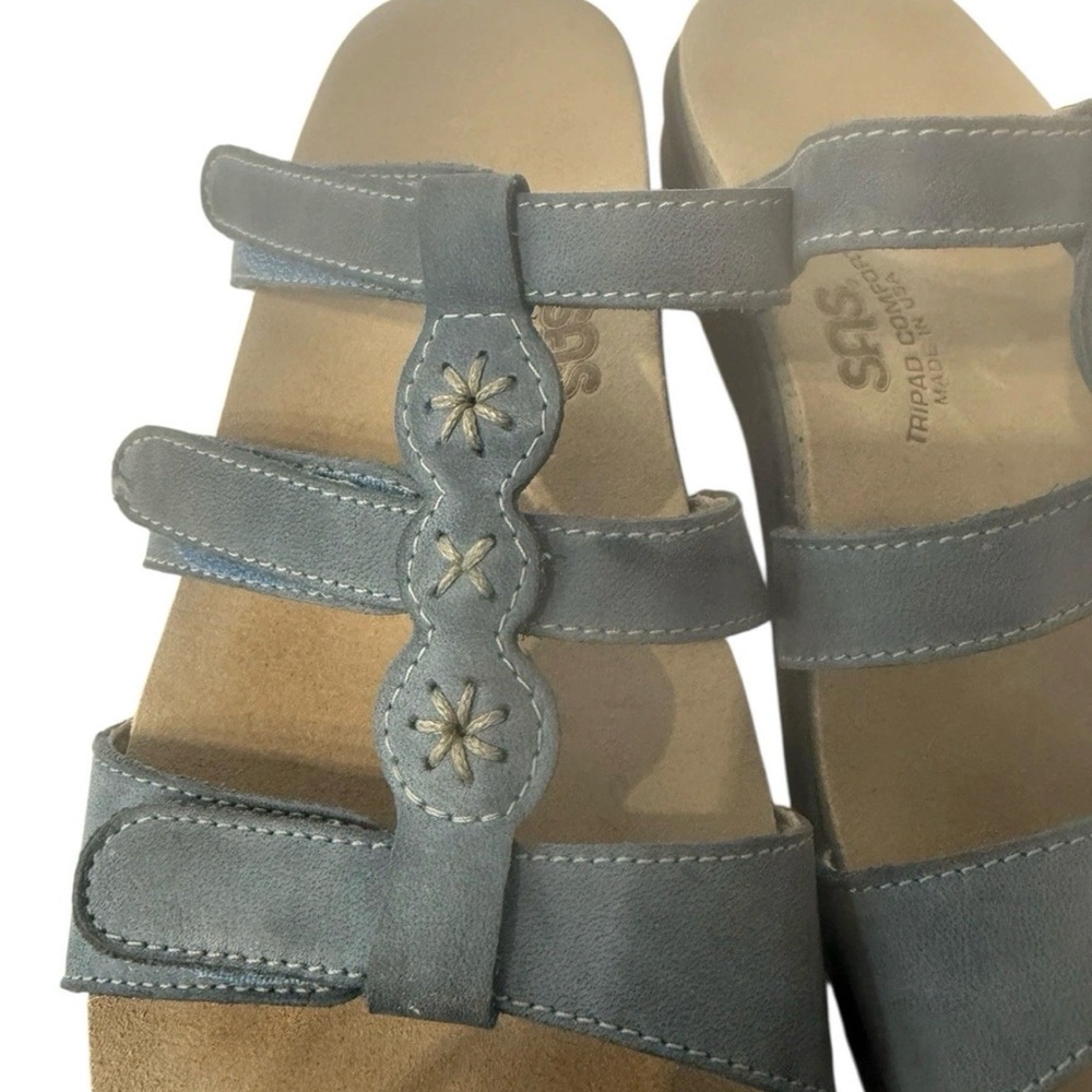 SAS Naples Slide Women's Blue Sandals Leather Strap Comfort 7 M - Picture 4 of 7